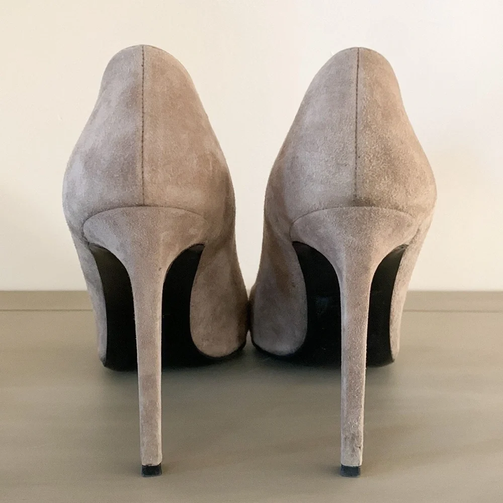 Saint Laurent Gray Suede Pointed Toe Pumps 39.5 - Picture 6 of 10